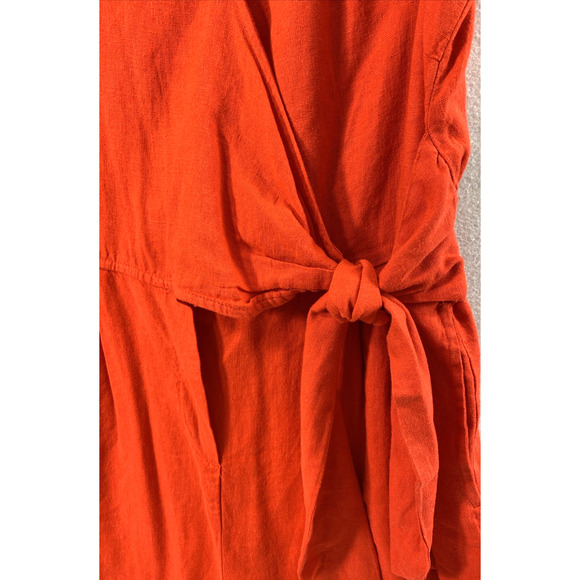 Womens Shorts Jumpsuit Size Medium Red Wrap 1 Piece Romper Linen Blend NWT - Picture 10 of 12